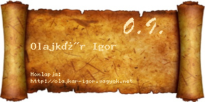 Olajkár Igor névjegykártya